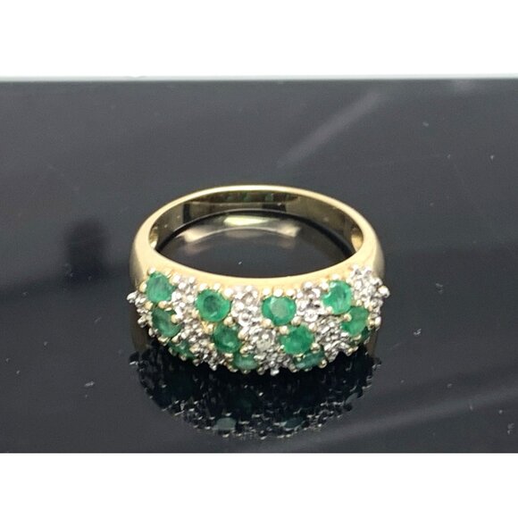 Green Emerald Diamond Cocktail Ring Band 10k Gold Women's Estate Jewelry Size 7 - Picture 11 of 15